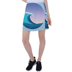 Tsunami Tidal Wave Wave Minimalist Ocean Sea 4 Tennis Skirt by Pakemis