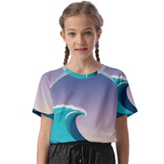 Tsunami Tidal Wave Wave Minimalist Ocean Sea 4 Kids  Basic Tee by Pakemis