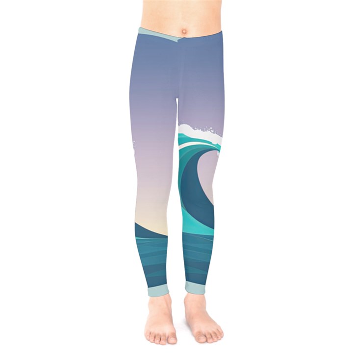 Tsunami Tidal Wave Wave Minimalist Ocean Sea 4 Kids  Classic Winter Leggings