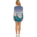 Tsunami Tidal Wave Wave Minimalist Ocean Sea 4 Long Sleeve Square Neck Bodycon Velvet Dress View4