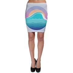 Tsunami Tidal Wave Wave Minimalist Ocean Sea Bodycon Skirt by Pakemis