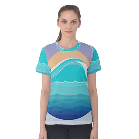 Tsunami Tidal Wave Wave Minimalist Ocean Sea Women s Cotton Tee by Pakemis