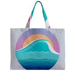 Tsunami Tidal Wave Wave Minimalist Ocean Sea Zipper Mini Tote Bag by Pakemis