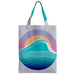 Tsunami Tidal Wave Wave Minimalist Ocean Sea Zipper Classic Tote Bag by Pakemis