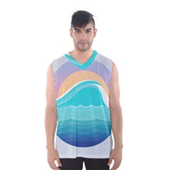 Tsunami Tidal Wave Wave Minimalist Ocean Sea Men s Basketball Tank Top by Pakemis