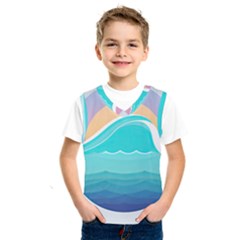 Tsunami Tidal Wave Wave Minimalist Ocean Sea Kids  Basketball Tank Top by Pakemis