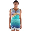 Tsunami Tidal Wave Wave Minimalist Ocean Sea Wrap Front Bodycon Dress View1