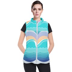 Tsunami Tidal Wave Wave Minimalist Ocean Sea Women s Puffer Vest by Pakemis