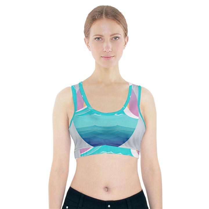 Tsunami Tidal Wave Wave Minimalist Ocean Sea Sports Bra With Pocket