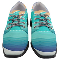 Tsunami Tidal Wave Wave Minimalist Ocean Sea Women Heeled Oxford Shoes by Pakemis