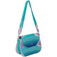 Tsunami Tidal Wave Wave Minimalist Ocean Sea Saddle Handbag by Pakemis