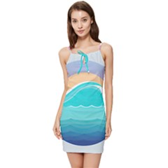 Tsunami Tidal Wave Wave Minimalist Ocean Sea Summer Tie Front Dress by Pakemis