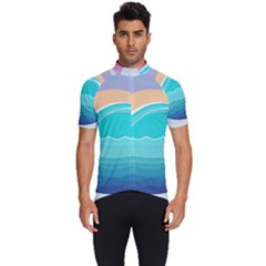 Tsunami Tidal Wave Wave Minimalist Ocean Sea Men s Short Sleeve Cycling Jersey by Pakemis