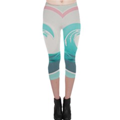 Tidal Wave Ocean Sea Tsunami Wave Minimalist Capri Leggings  by Pakemis