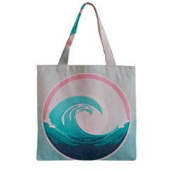 Tidal Wave Ocean Sea Tsunami Wave Minimalist Zipper Grocery Tote Bag by Pakemis