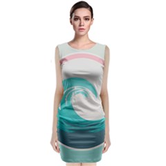 Tidal Wave Ocean Sea Tsunami Wave Minimalist Classic Sleeveless Midi Dress by Pakemis