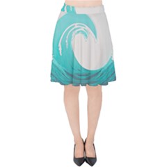 Tidal Wave Ocean Sea Tsunami Wave Minimalist Velvet High Waist Skirt by Pakemis