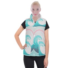 Tidal Wave Ocean Sea Tsunami Wave Minimalist Women s Button Up Vest by Pakemis