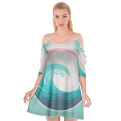 Tidal Wave Ocean Sea Tsunami Wave Minimalist Cutout Spaghetti Strap Chiffon Dress by Pakemis