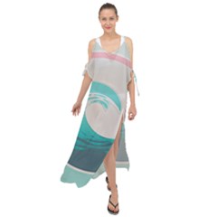 Tidal Wave Ocean Sea Tsunami Wave Minimalist Maxi Chiffon Cover Up Dress