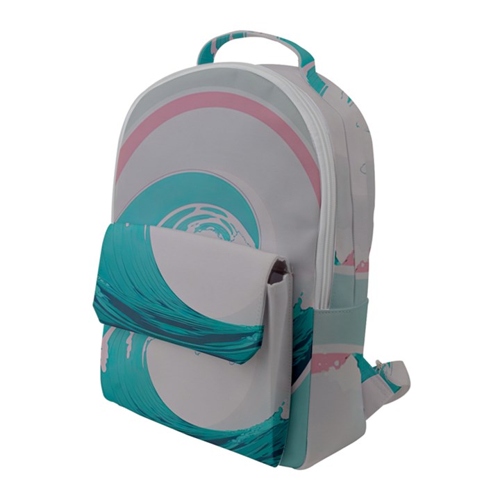 Tidal Wave Ocean Sea Tsunami Wave Minimalist Flap Pocket Backpack (Large)