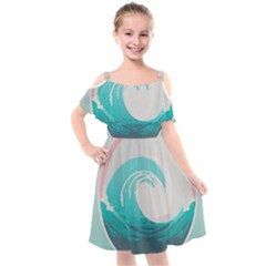 Tidal Wave Ocean Sea Tsunami Wave Minimalist Kids  Cut Out Shoulders Chiffon Dress by Pakemis