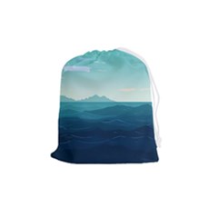 Ai Generated Ocean Waves Sea Water Nautical Drawstring Pouch (medium) by Pakemis