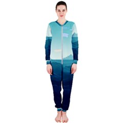 Ai Generated Ocean Waves Sea Water Nautical Onepiece Jumpsuit (ladies) by Pakemis