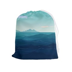 Ai Generated Ocean Waves Sea Water Nautical Drawstring Pouch (xl) by Pakemis