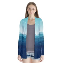 Ai Generated Ocean Waves Sea Water Nautical Drape Collar Cardigan by Pakemis