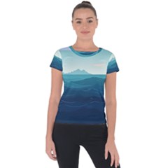 Ai Generated Ocean Waves Sea Water Nautical Short Sleeve Sports Top  by Pakemis