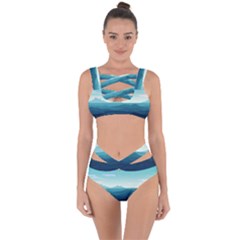 Ai Generated Ocean Waves Sea Water Nautical Bandaged Up Bikini Set  by Pakemis