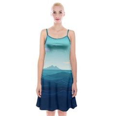 Ai Generated Ocean Waves Sea Water Nautical Spaghetti Strap Velvet Dress by Pakemis