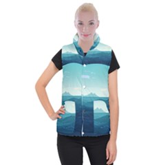 Ai Generated Ocean Waves Sea Water Nautical Women s Button Up Vest by Pakemis