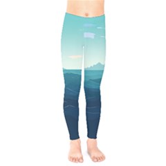 Ai Generated Ocean Waves Sea Water Nautical Kids  Leggings by Pakemis