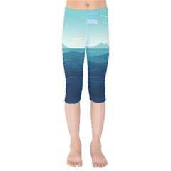 Ai Generated Ocean Waves Sea Water Nautical Kids  Capri Leggings  by Pakemis