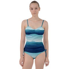 Ai Generated Ocean Waves Sea Water Nautical Sweetheart Tankini Set by Pakemis