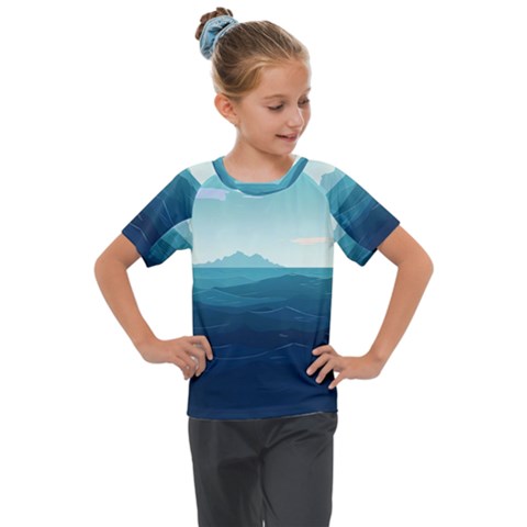 Ai Generated Ocean Waves Sea Water Nautical Kids  Mesh Piece Tee by Pakemis