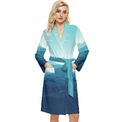 Ai Generated Ocean Waves Sea Water Nautical Long Sleeve Velvet Robe by Pakemis