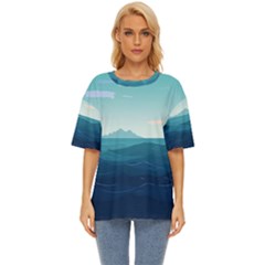 Ai Generated Ocean Waves Sea Water Nautical Oversized Basic Tee by Pakemis