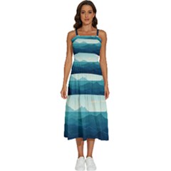 Ai Generated Ocean Waves Sea Water Nautical Sleeveless Shoulder Straps Boho Dress by Pakemis