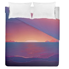 Sunset Ocean Beach Water Tropical Island Vacation Nature Duvet Cover Double Side (queen Size) by Pakemis