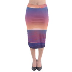 Sunset Ocean Beach Water Tropical Island Vacation Nature Midi Pencil Skirt by Pakemis