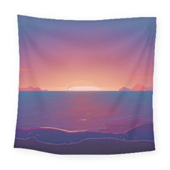 Sunset Ocean Beach Water Tropical Island Vacation Nature Square Tapestry (large) by Pakemis