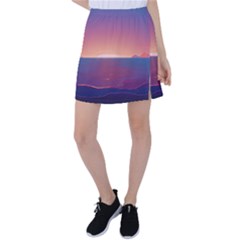 Sunset Ocean Beach Water Tropical Island Vacation Nature Tennis Skirt by Pakemis