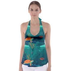 Ai Generated Ocean Sea Fish Aquatic Water Nature 5 Babydoll Tankini Top by Pakemis