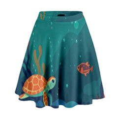 Ai Generated Ocean Sea Fish Aquatic Water Nature 5 High Waist Skirt by Pakemis