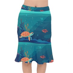 Ai Generated Ocean Sea Fish Aquatic Water Nature 5 Short Mermaid Skirt by Pakemis