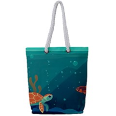 Ai Generated Ocean Sea Fish Aquatic Water Nature 5 Full Print Rope Handle Tote (small) by Pakemis