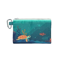 Ai Generated Ocean Sea Fish Aquatic Water Nature 5 Canvas Cosmetic Bag (small) by Pakemis